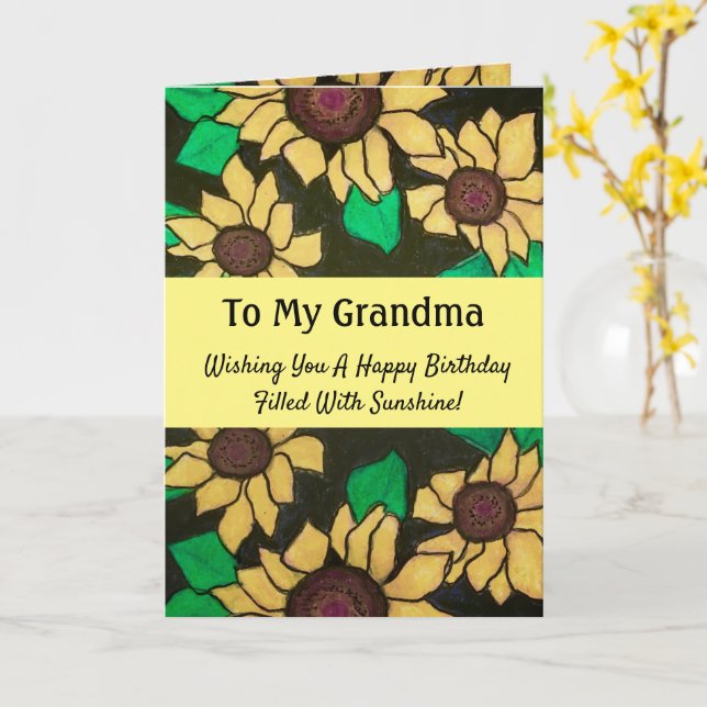 Carte Mon anniversaire à grand-mère souhaite de la joie  (Fleur jaune)