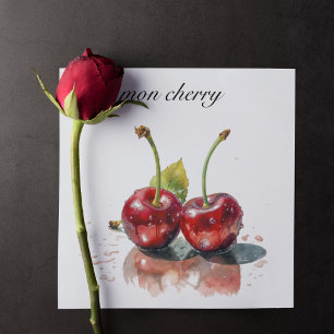 Carte Mon Cerry, deux cerises aquarelle personnalisable