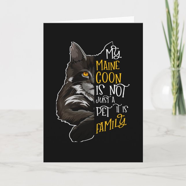 Carte Mon chat en coton Maine est une famille (Devant)