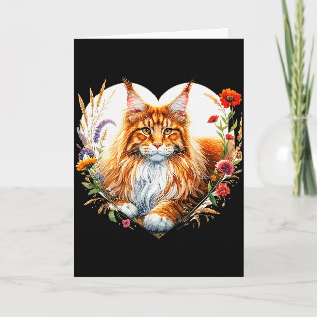 Carte Mon chat est ma Saint-Valentin Mignon Chat Maine C (Devant)