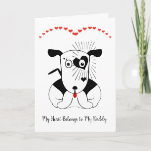 Carte Mon coeur appartient à mon papa Chien noir et blan