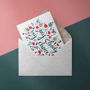 Carte Mon corps, mon choix d'aquarelle rouge florale