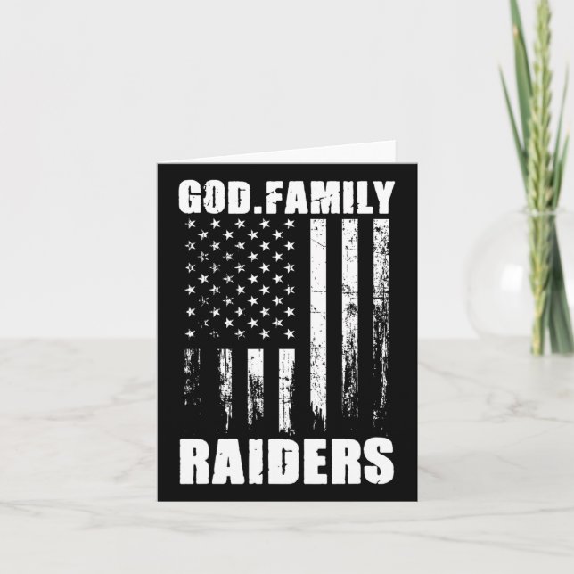 Carte Mon Dieu. Famille. Raiders. Indicateur vintage Usa (Devant)