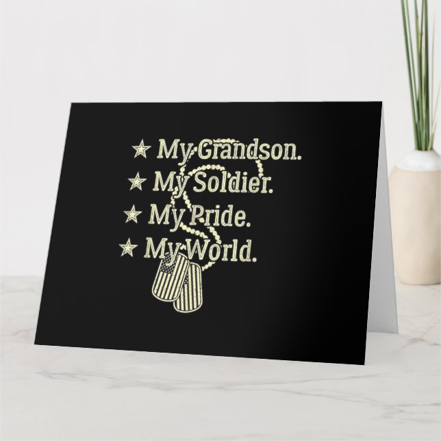 Carte Mon grand-fils Mon héros soldat Fier Grand-père mi (Devant)