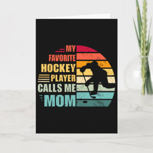 Carte Mon joueur de hockey préféré m'appelle maman drôle