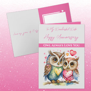 Carte Mon merveilleux Femme adorable chouettes Anniversa