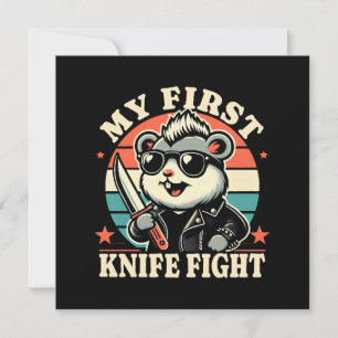 Carte Mon premier combat au couteau - Hamster cool