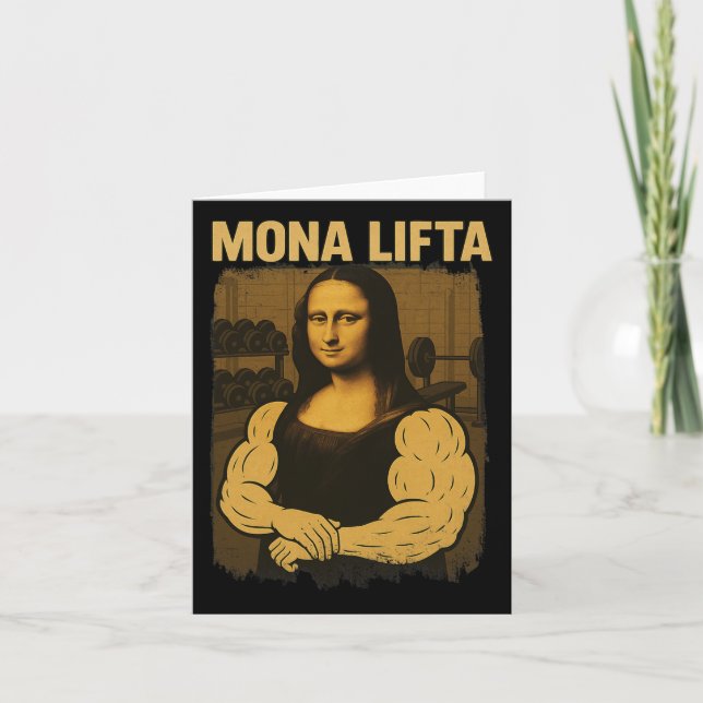 Carte Mona Lifta Gym Workout Funny Mona Lisa Fitness Vin (Devant)