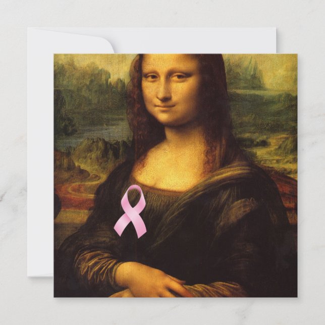 Carte Mona Lisa Au Ruban Rose (Devant)
