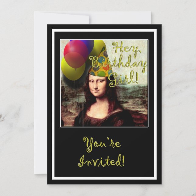 Carte Mona Lisa Joyeuse Casquette de fête d'anniversaire (Devant)