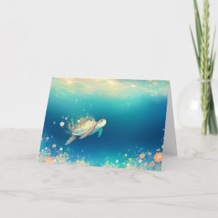 Carte Monde Floral de Tortue sous la Mer