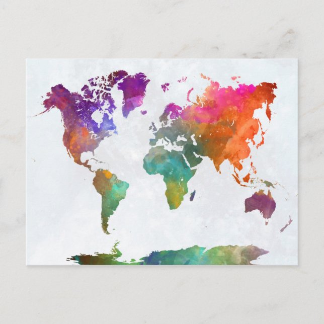 Carte Mondiale En Aquarelle (Devant)
