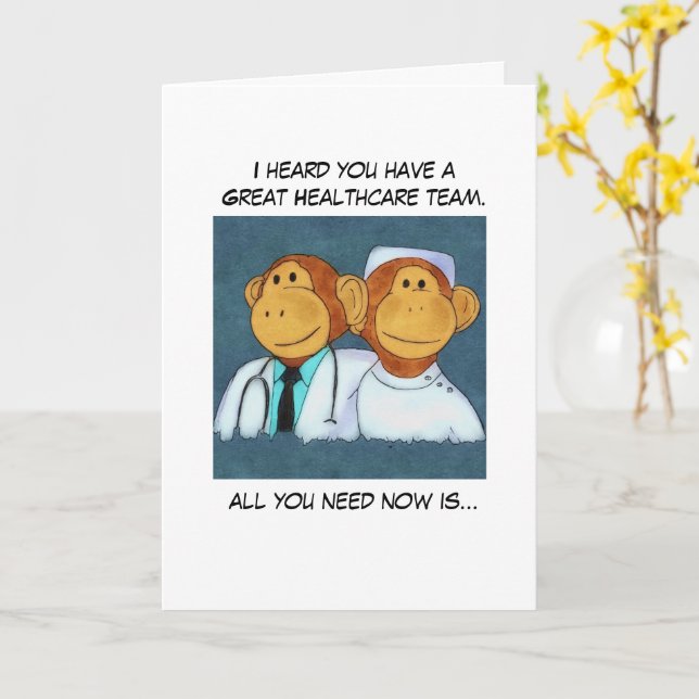 Carte Monkey Get Well (Fleur jaune)