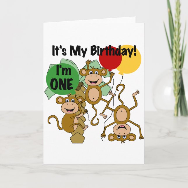 Carte Monkey Shine 1er Anniversaire Tshirts et cadeaux (Devant)