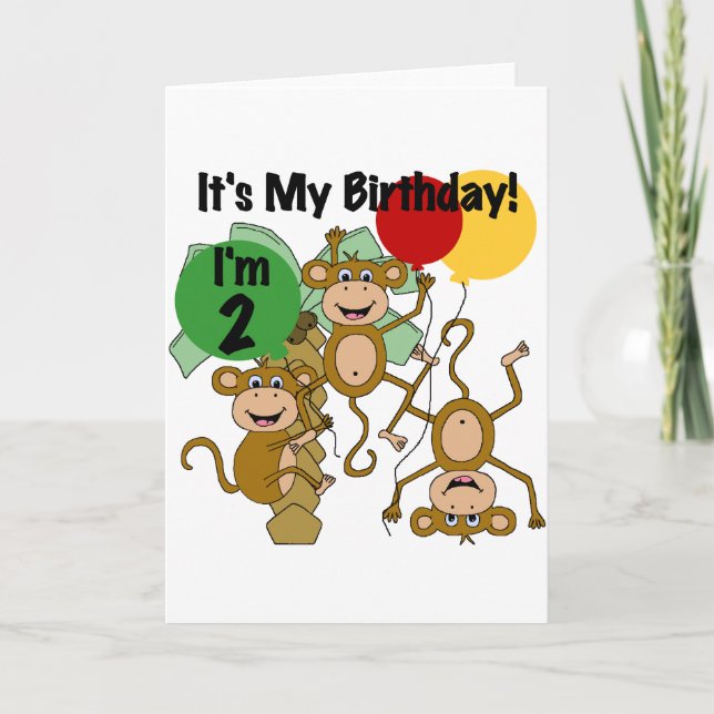 Carte Monkey Shine 2e Anniversaire Tshirts et cadeaux (Devant)