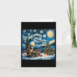 Carte Monkey Van Gogh Style Starry Night Christmas Winds