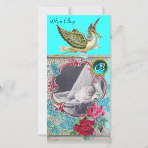 Carte MONOGRAM BABY SHOWER STORE, aquamarine