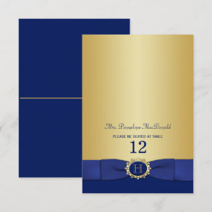 Carte Monogram Blue, Gold Folding Place