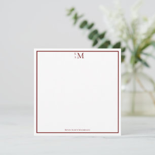 Carte Monogram Red White Professional Élégante Not