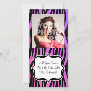 Carte Monogramme à rayures de zèbre rose et violet chaud