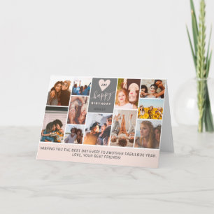 Carte Monogramme cool moderne rose photo collage