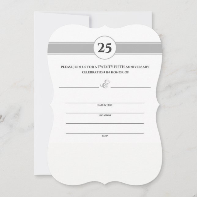 Carte Monogramme d'argent du 25e anniversaire (Devant)