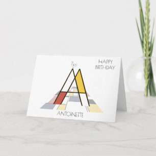 Carte Monogramme de style néoplasticisme. Lettre A