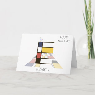 Carte Monogramme de style néoplasticisme. Lettre E