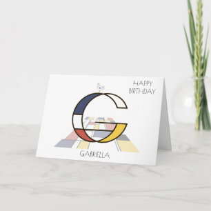 Carte Monogramme de style néoplasticisme. Lettre G