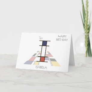 Carte Monogramme de style néoplasticisme. Lettre I