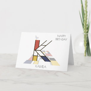 Carte Monogramme de style néoplasticisme. Lettre K