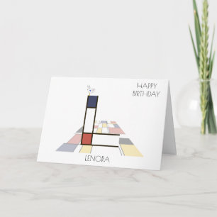 Carte Monogramme de style néoplasticisme. Lettre L