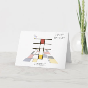 Carte Monogramme de style néoplasticisme. Lettre T