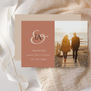 Carte Monogramme en terre cuite moderne Mariage photo Me