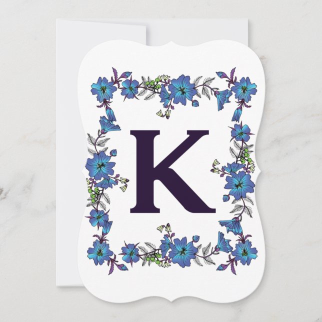 Carte Monogramme Floral Note (Devant)