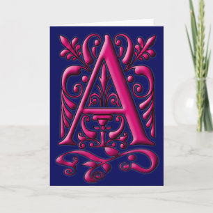 Carte Monogramme Fuschia Navy