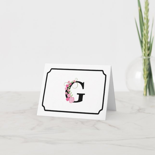 Carte Monogramme G Floral Note (Devant)