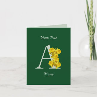 Carte Monogramme initiale A jonquille florale personnali