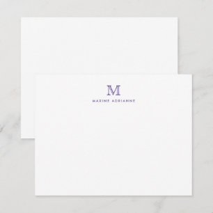 Carte Monogramme initiale violette violette note