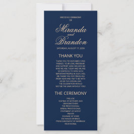 Carte Monogramme or de luxe Marine Blue Wedding Programm