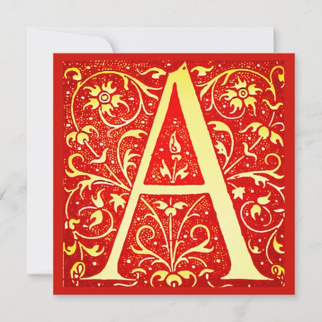 Carte Monogramme ornemental antique - capital A (Devant)