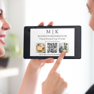 Carte Monogramme ou ajouter un logo Business 2 Photos QR
