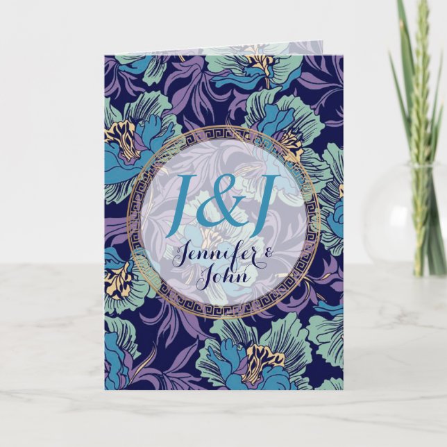 Carte Monogramme personnalisé Nom Turquoise Turquoise Vi (Devant)