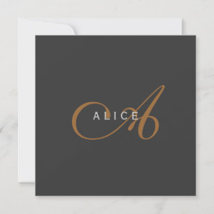 Carte Monogramme plat tendance Nom initial