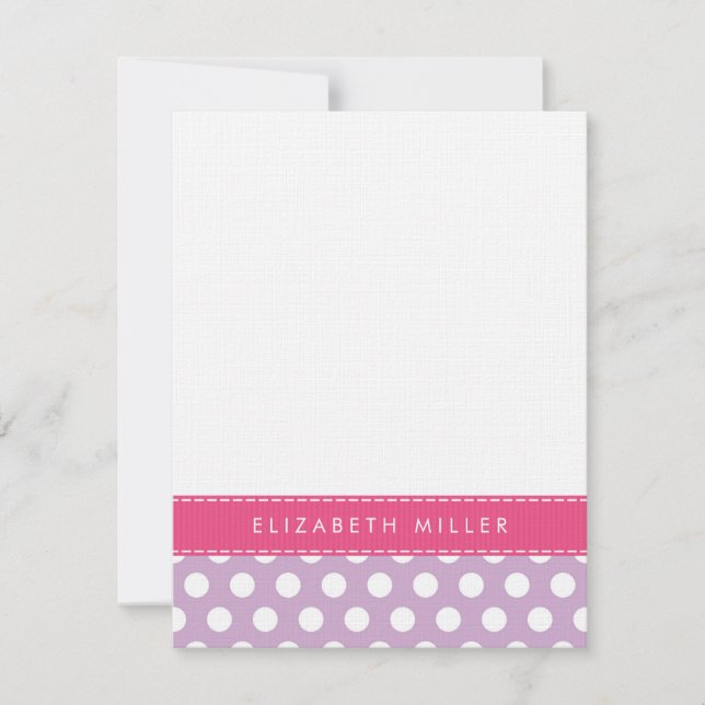 Carte Monogramme Pois Lilac & Pink Ribbon (Devant)