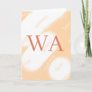Carte Monogramme rétro gras blanc orange pêche pastel no