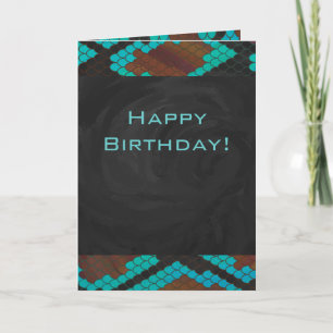 Carte Monogramme serpent impression Brown et Turquoise