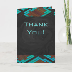 Carte Monogramme serpent impression Brown et Turquoise
