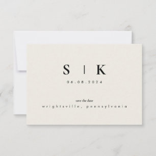 Carte Monogramme simple et élégant Beige Enregistrer la