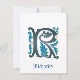 Carte Monogrammes avec perruques
